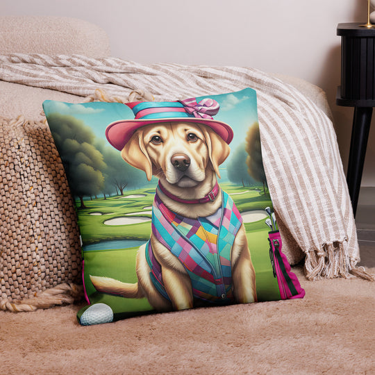 Premium Pillow Case-Labrador Retriever Golfer V9