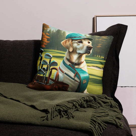 Premium Pillow Case-Labrador Retriever Golfer V10