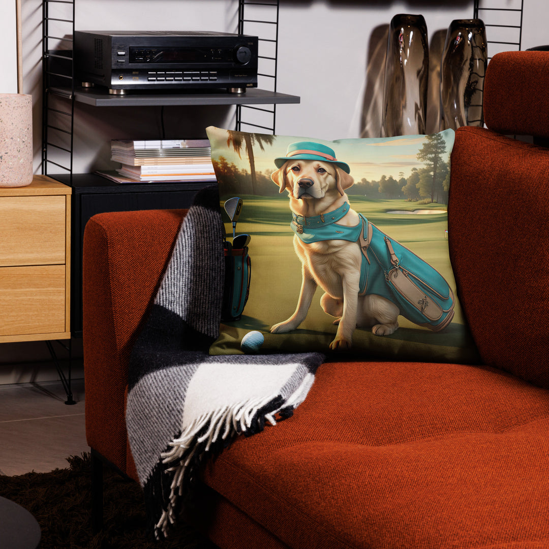 Premium Pillow Case-Labrador Retriever Golfer V12