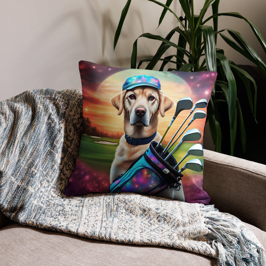 Premium Pillow Case-Labrador Retriever Golfer V13