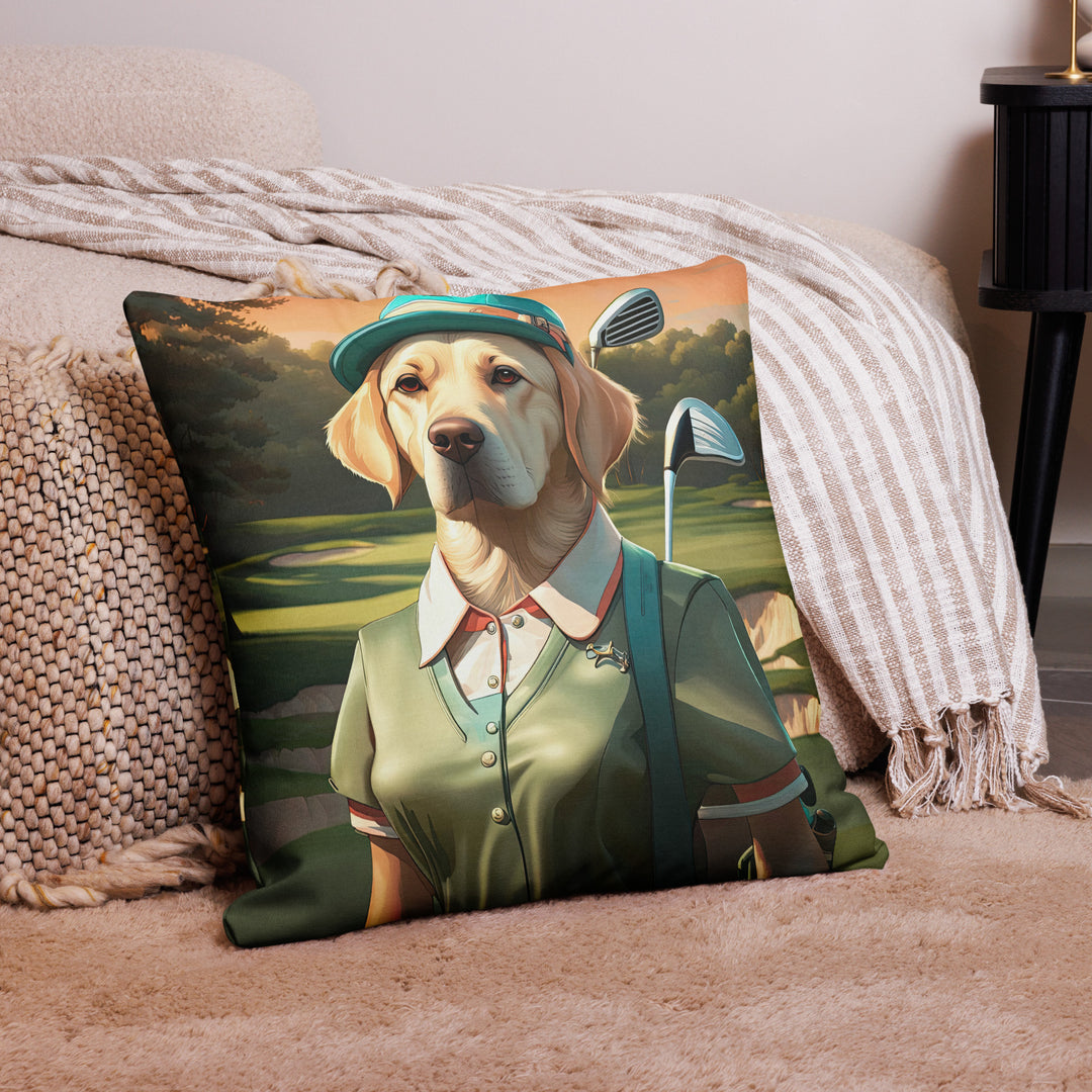 Premium Pillow Case-Labrador Retriever Golfer V14