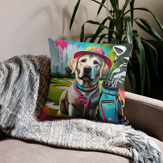 Premium Pillow Case-Labrador Retriever Golfer V15