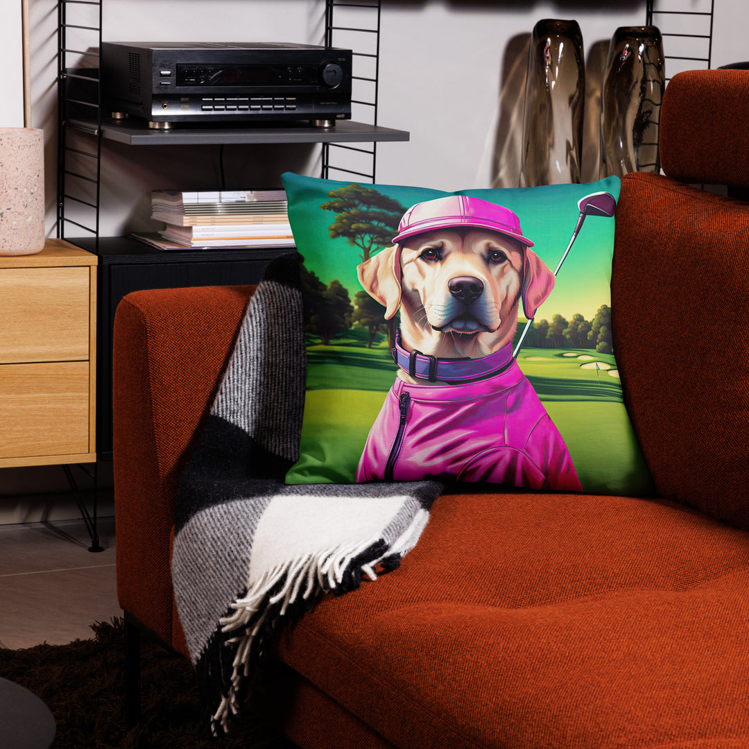 Premium Pillow Case-Labrador Retriever Golfer V16