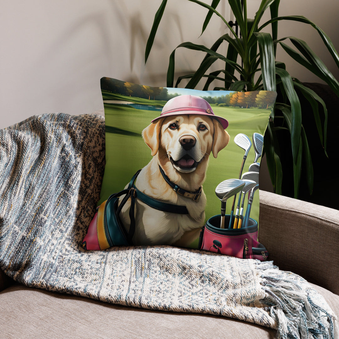 Premium Pillow Case-Labrador Retriever Golfer V19