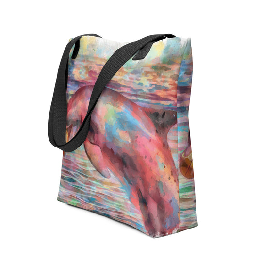 Tote bag - dolphin w ball