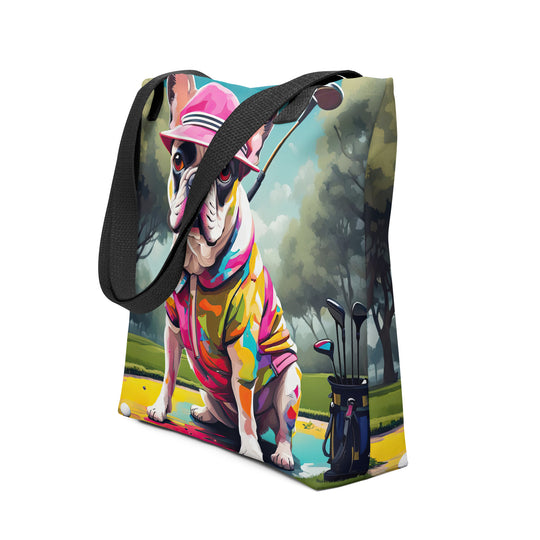 Tote bag-French Bulldog Golfer V8