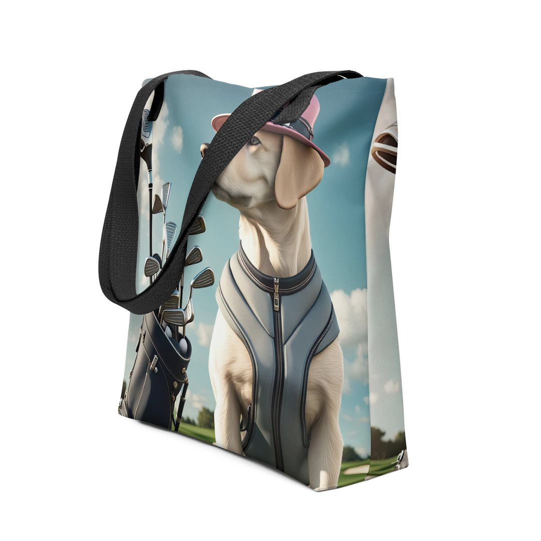 Tote bag-Labrador Retriever Golfer