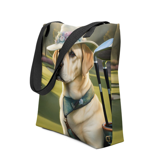 Tote bag-Labrador Retriever Golfer V12