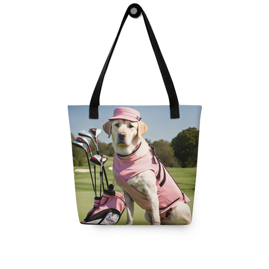 Tote bag-Golden Retriever Golfer