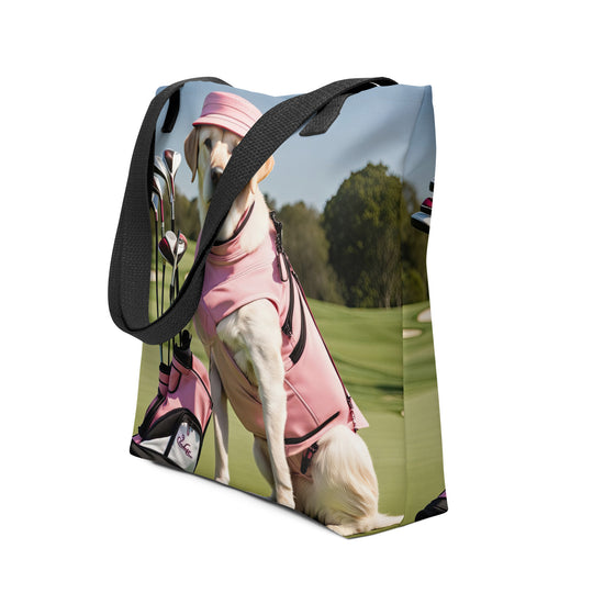 Tote bag-Golden Retriever Golfer