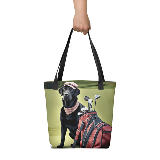 Tote bag-Golden Retriever Golfer V2