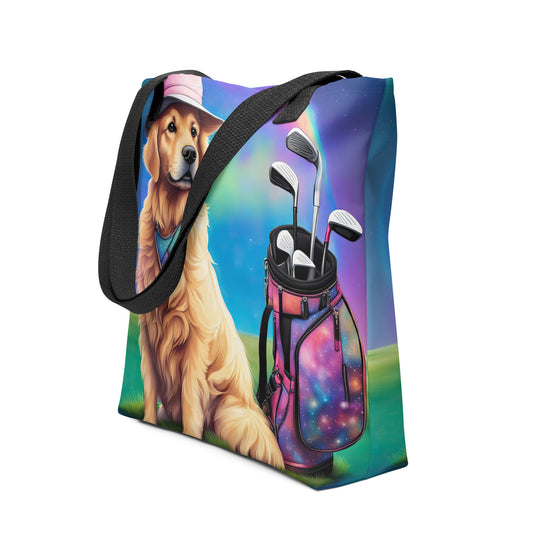 Tote bag-Golden Retriever Golfer V7