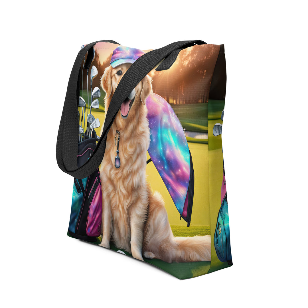 Tote bag-Golden Retriever Golfer V9