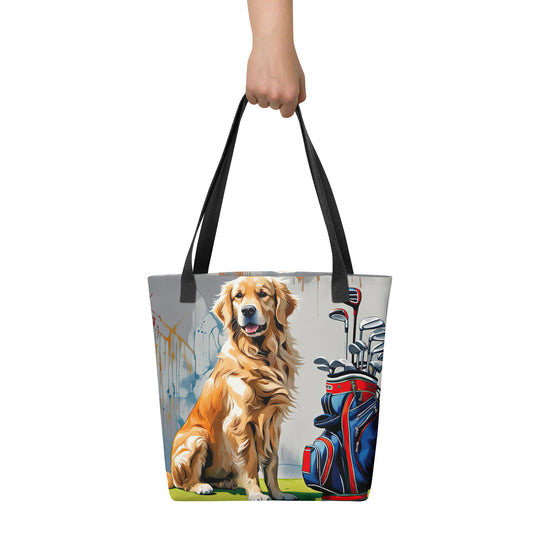 Tote bag-Golden Retriever Golfer V11