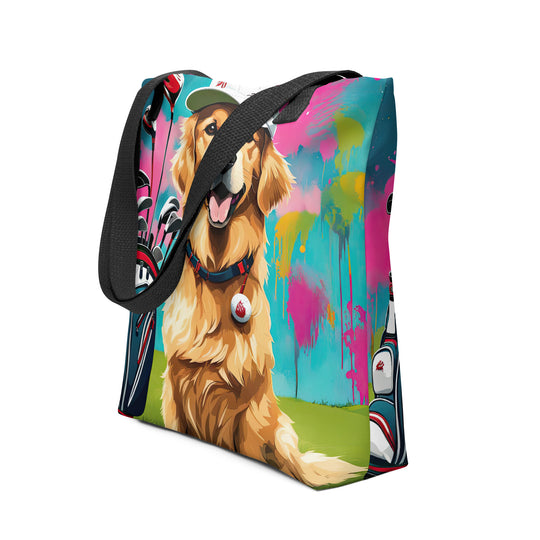 Tote bag-Golden Retriever Golfer V12