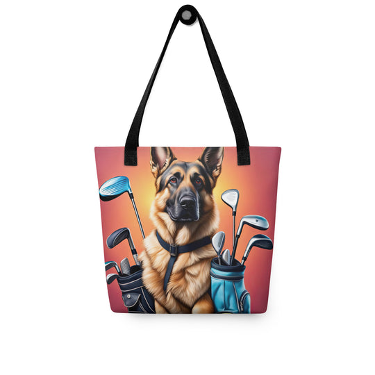 Tote bag-German Shepherd Golfer V2