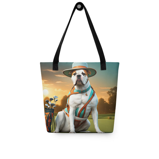 Tote bag-American Bulldog Golfer