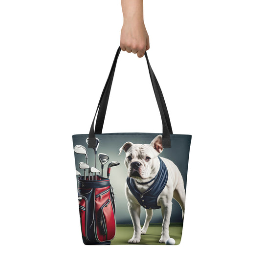 Tote bag-American Bulldog Golfer V2