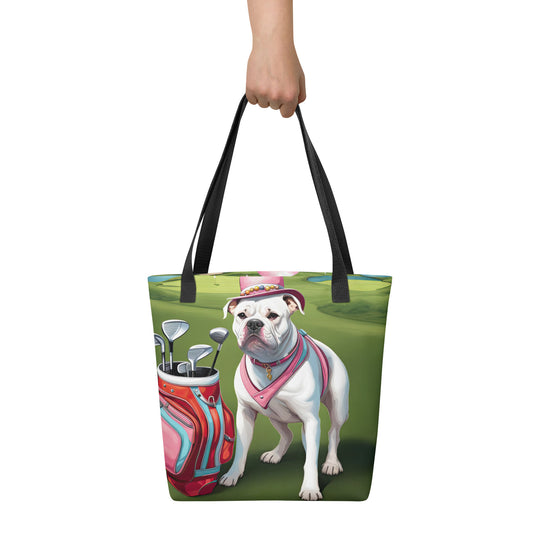 Tote bag-American Bulldog Golfer V5