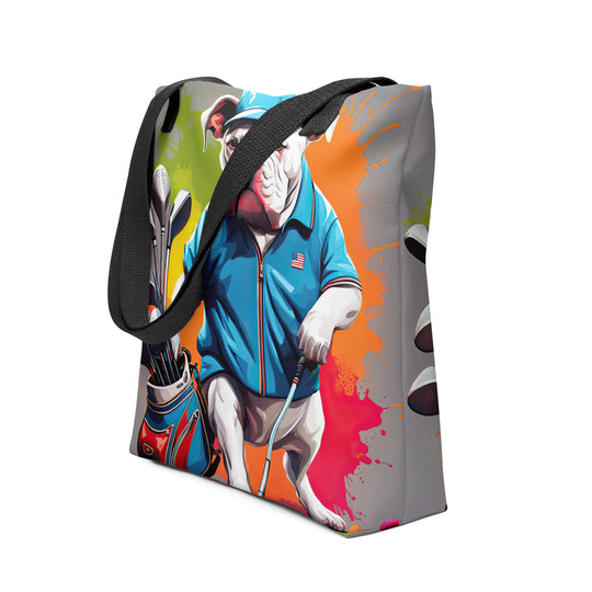 Tote bag-Bulldog Golfer