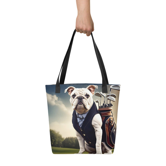 Tote bag-Bulldog Golfer V3