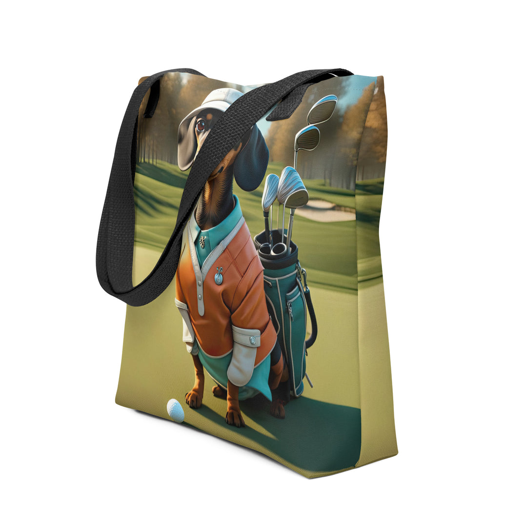 Tote bag-Dachshund Golfer