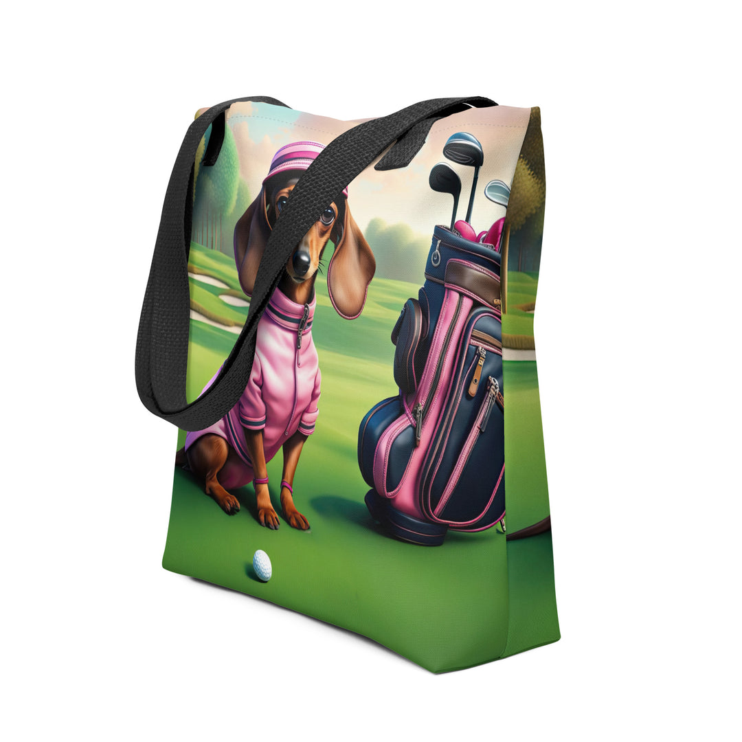 Tote bag-Dachshund Golfer V5