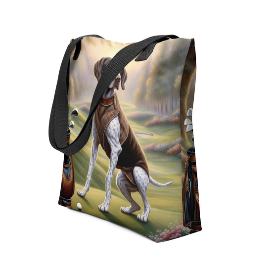 Tote bag-German Shorthaired Pointer Golfer