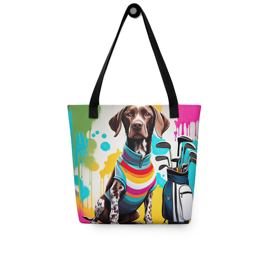 Tote bag-German Shorthaired Pointer Golfer V2