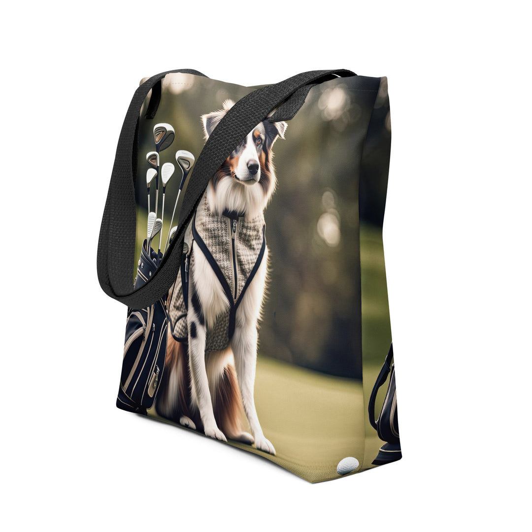 Tote bag-Australian Shepherd Golfer