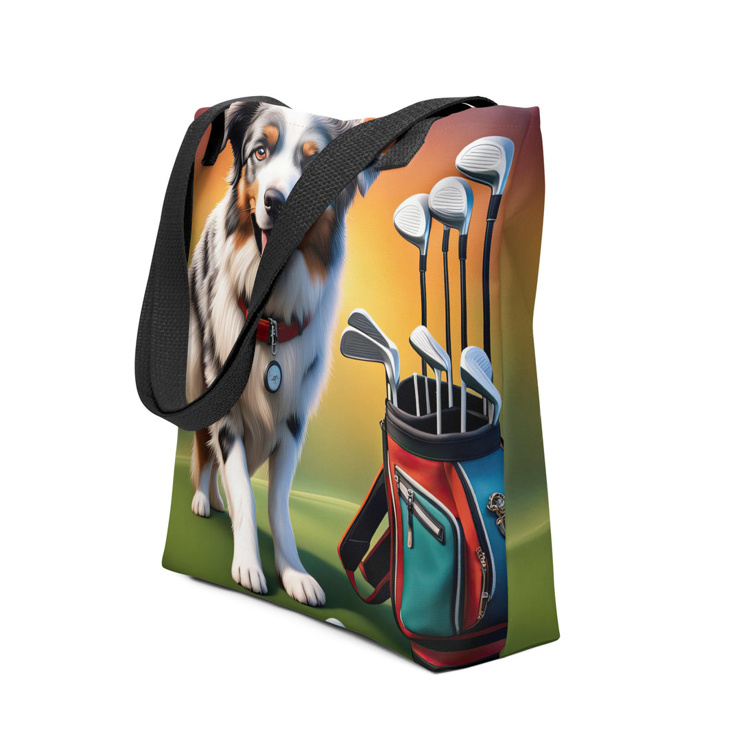 Tote bag-Australian Shepherd Golfer V2