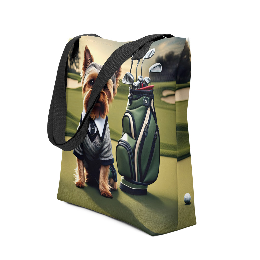 Tote bag-Yorkshire Terrier Golfer