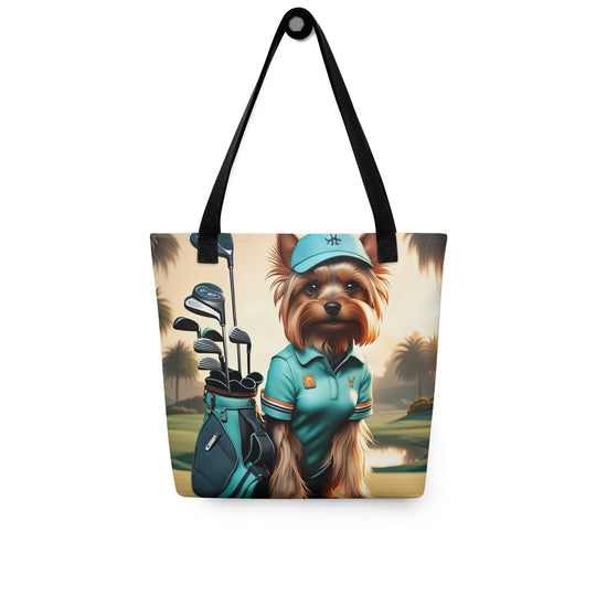 Tote bag-Yorkshire Terrier Golfer V3