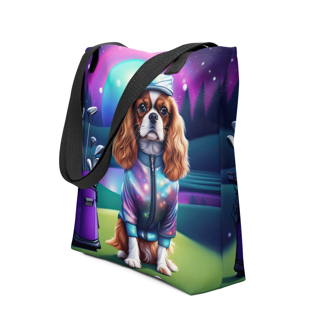 Tote bag-Cavalier King Charles Spaniel Golfer V3