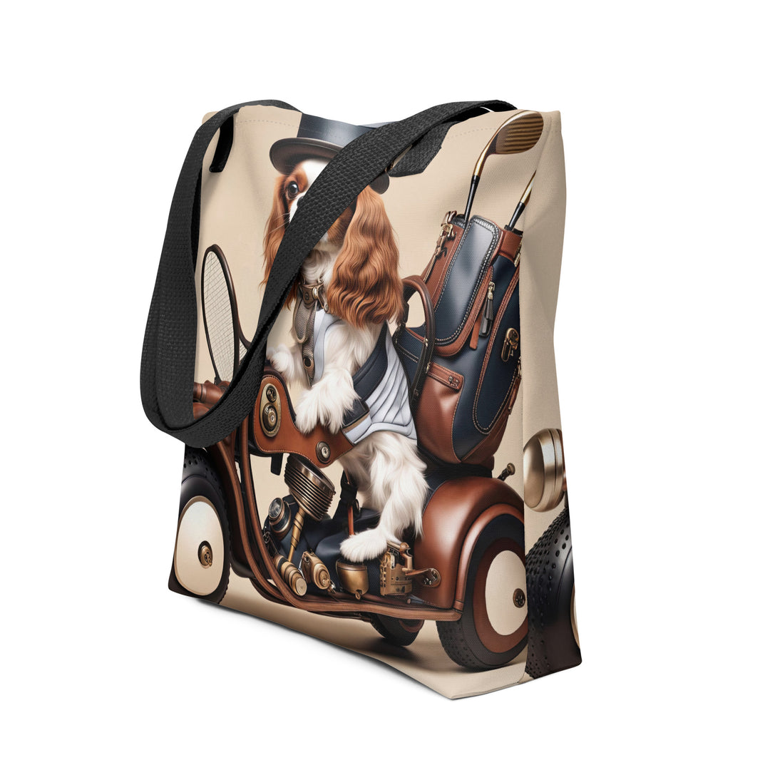 Tote bag-Cavalier King Charles Spaniel Golfer V4