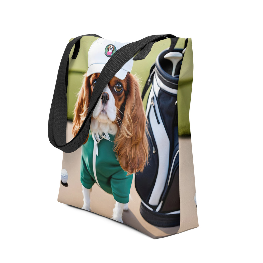 Tote bag-Cavalier King Charles Spaniel Golfer V5