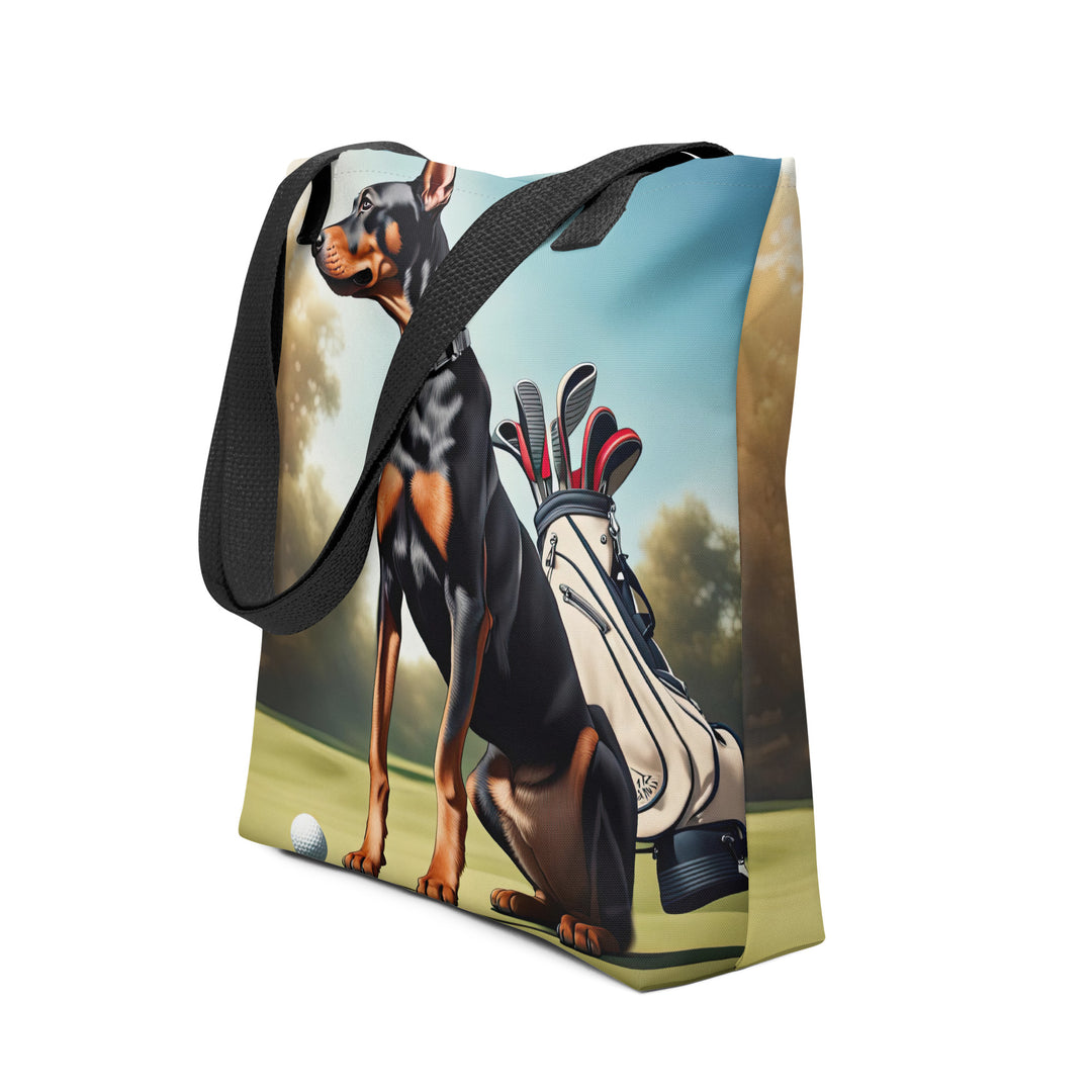 Tote bag-Doberman Pinscher Golfer V4