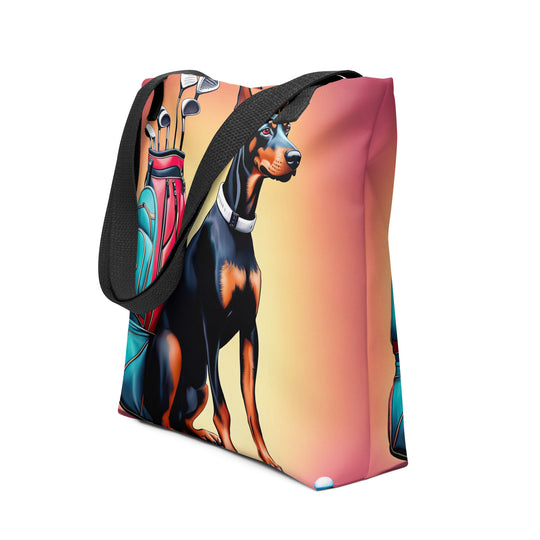 Tote bag-Doberman Pinscher Golfer V5