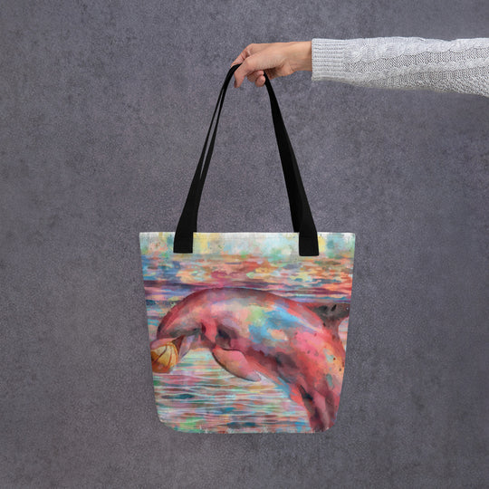 Tote bag - dolphin w ball