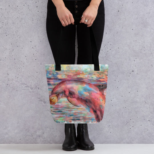 Tote bag - dolphin w ball