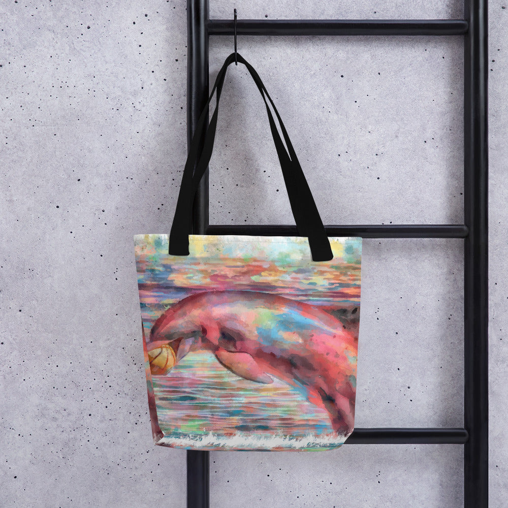Tote bag - dolphin w ball