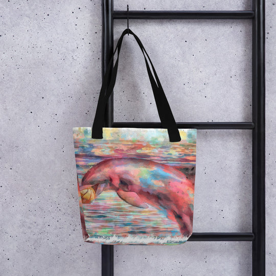 Tote bag - dolphin w ball