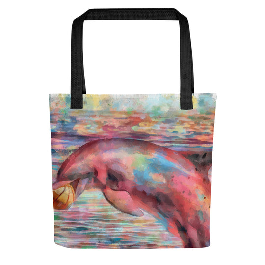 Tote bag - dolphin w ball