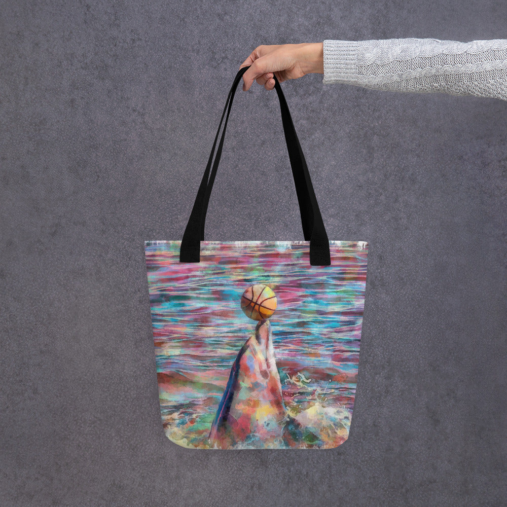 Tote bag - dolphin playing w ball
