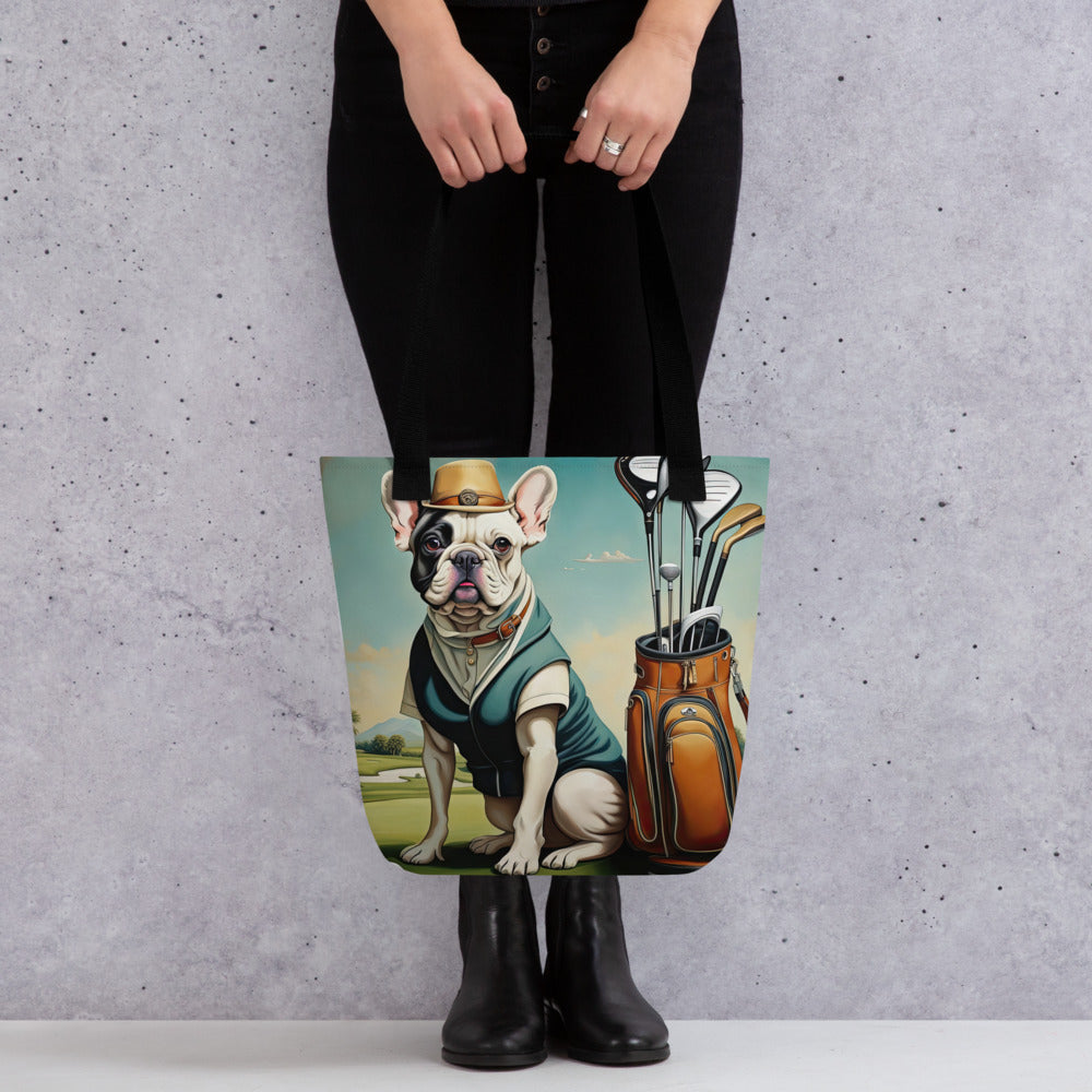 Tote bag-French Bulldog Golfer V3