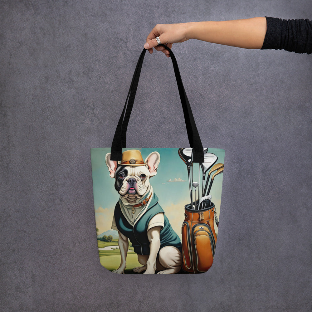 Tote bag-French Bulldog Golfer V3