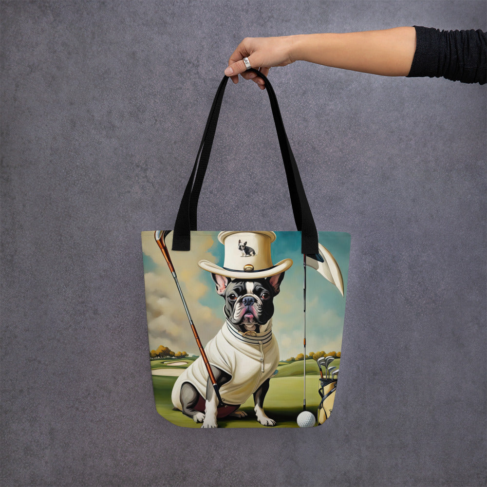 Tote bag-French Bulldog Golfer V4