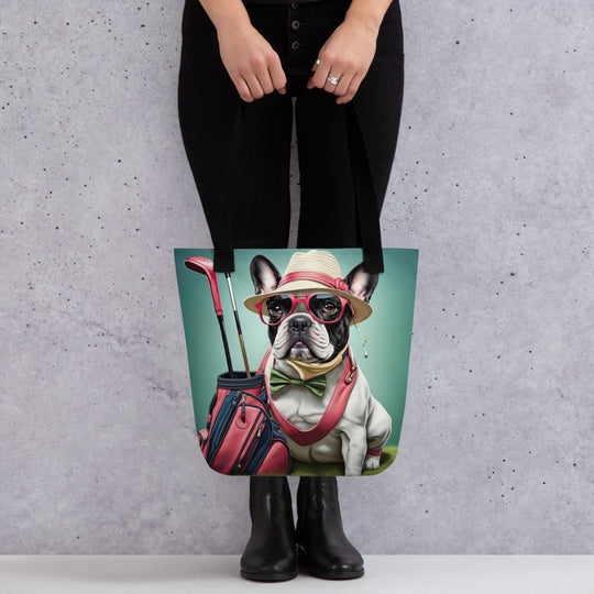 Tote bag-French Bulldog Golfer V6