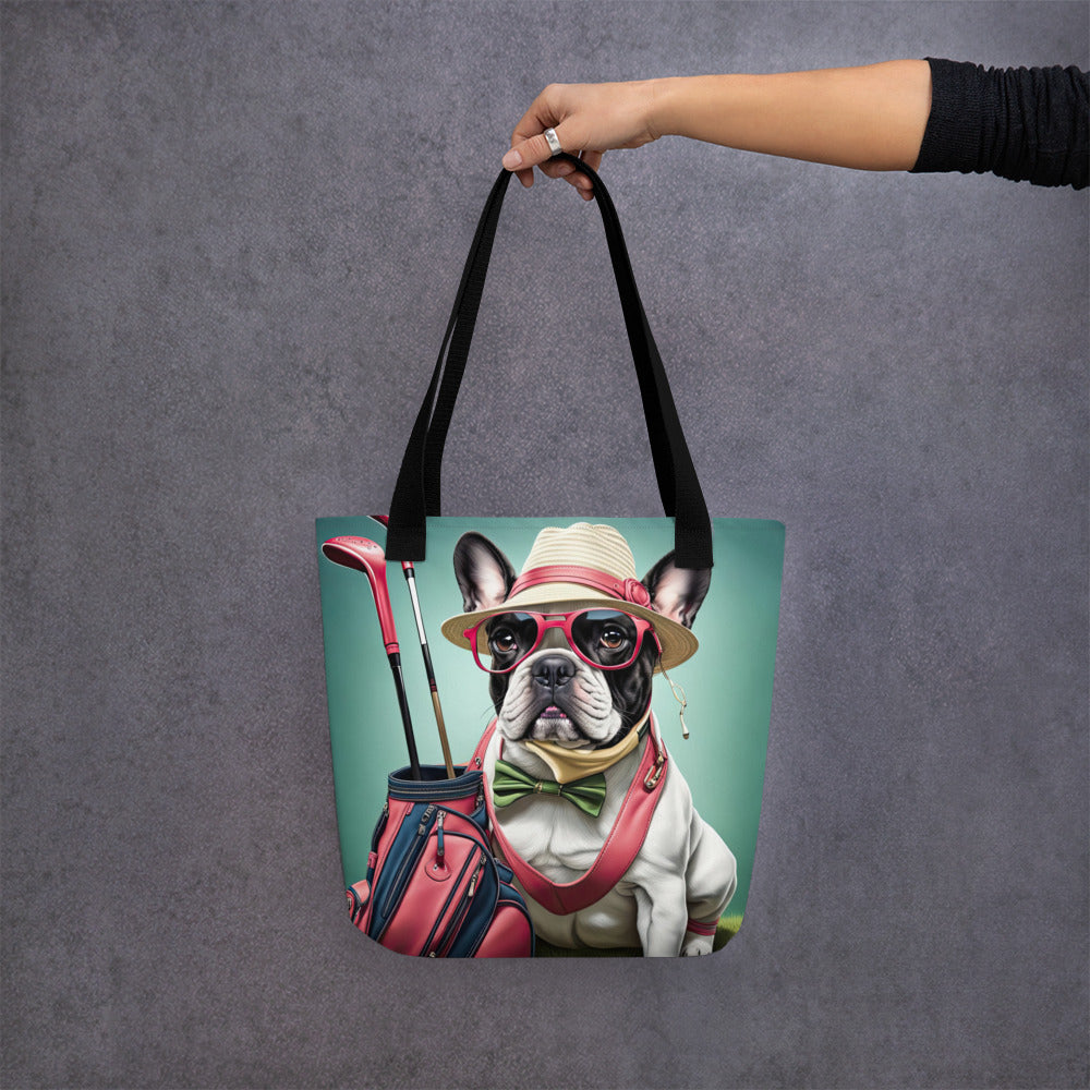 Tote bag-French Bulldog Golfer V6