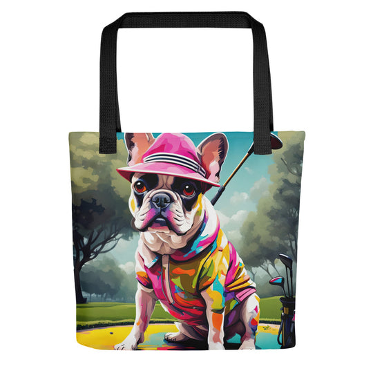 Tote bag-French Bulldog Golfer V8